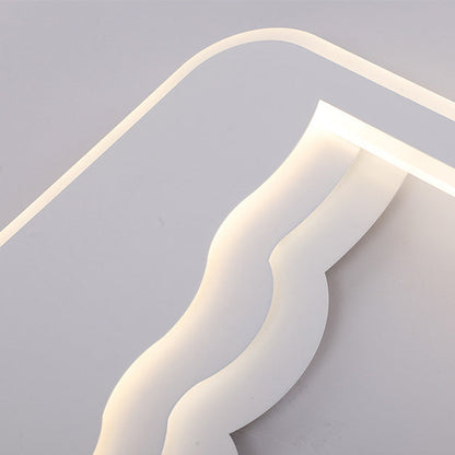 Modern Art Deco Wave Round Square Rectangle Acrylic Iron LED Flush Mount Ceiling Light For Living Room