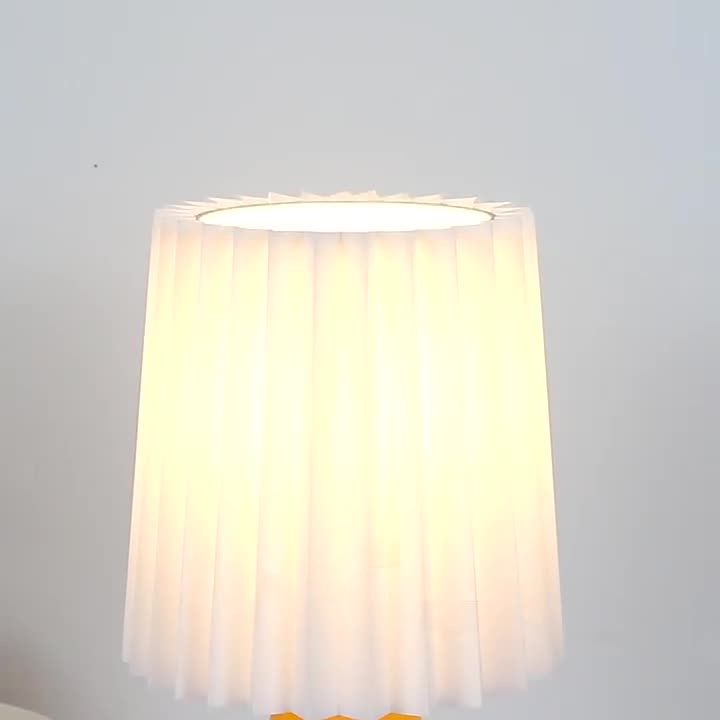 Contemporary Creative Pleated Cylinder Cone PVC Fabric Ceramic 1-Light Table Lamp For Bedroom