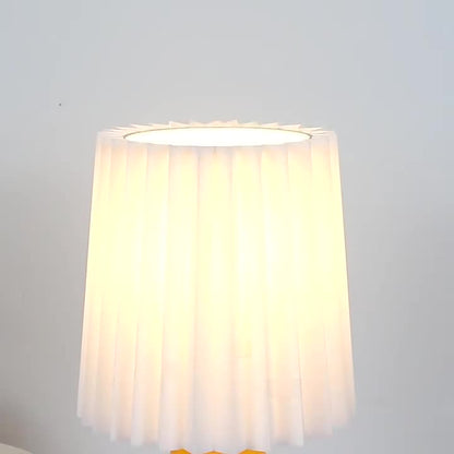 Contemporary Creative Pleated Cylinder Cone PVC Fabric Ceramic 1-Light Table Lamp For Bedroom