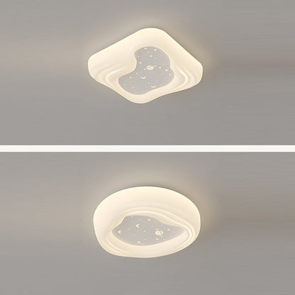 Modern Minimalist Cream Rectangle Round Square Star PE Iron LED Flush Mount Ceiling Light For Living Room