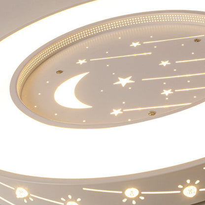 Modern Minimalist Shooting Star Begonia Flower Round Flower Acrylic Iron LED Flush Mount Ceiling Light For Living Room