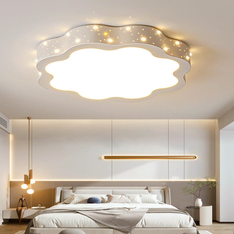 Modern Minimalist Shooting Star Begonia Flower Round Flower Acrylic Iron LED Flush Mount Ceiling Light For Living Room