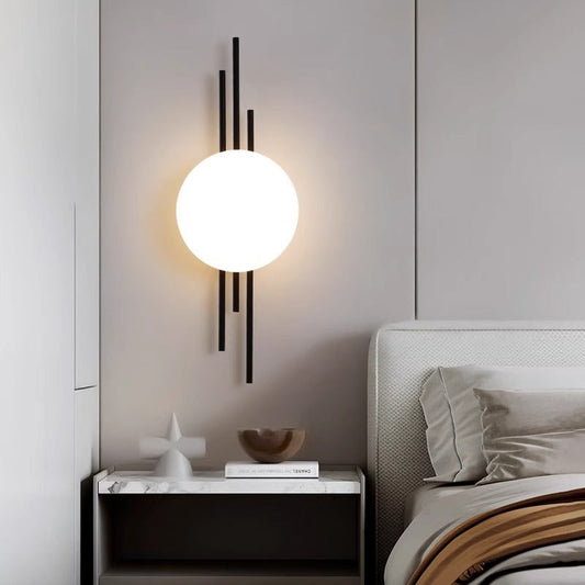 Contemporary Scandinavian Round Ball Rectangle Round Acrylic Iron LED Wall Sconce Lamp For Bedroom