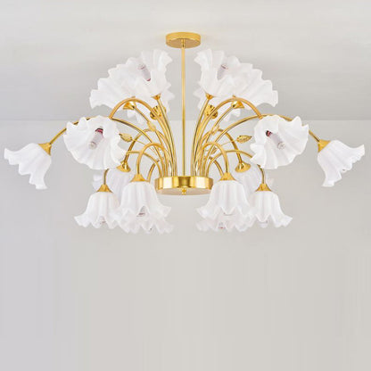 Contemporary Scandinavian Branch Round Flower Pod Glass Iron 9/12/15/18 Light Chandelier For Living Room