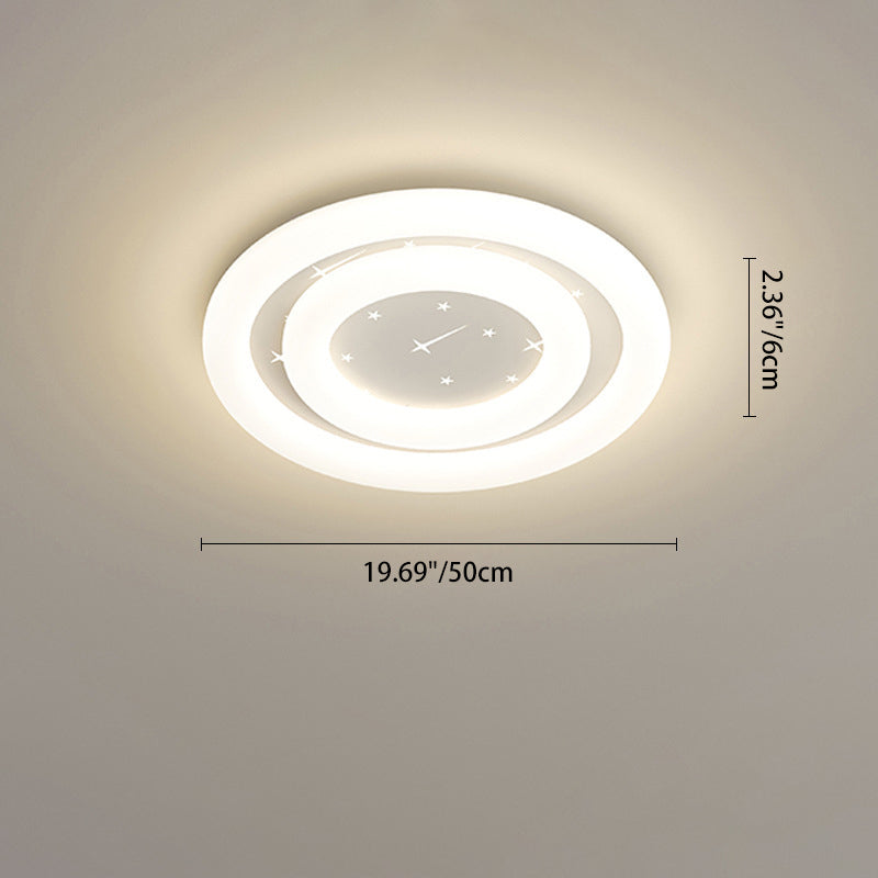 Modern Simplicity Round Ring Star Acrylic Hardware LED Flush Mount Ceiling Light For Living Room