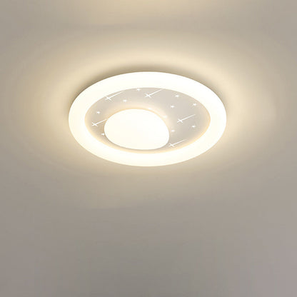 Modern Simplicity Round Ring Star Acrylic Hardware LED Flush Mount Ceiling Light For Living Room
