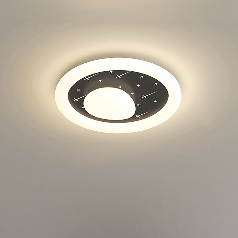 Modern Simplicity Round Ring Star Acrylic Hardware LED Flush Mount Ceiling Light For Living Room