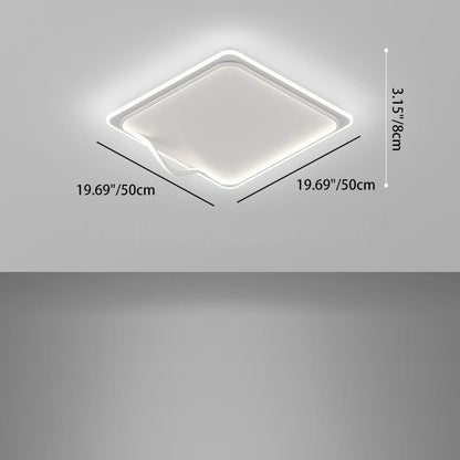 Modern Minimalist Square Round Bent Iron Aluminum LED Flush Mount Ceiling Light For Living Room