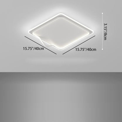 Modern Minimalist Square Round Bent Iron Aluminum LED Flush Mount Ceiling Light For Living Room