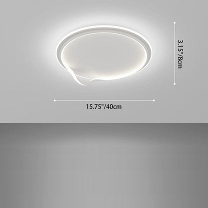 Modern Minimalist Square Round Bent Iron Aluminum LED Flush Mount Ceiling Light For Living Room