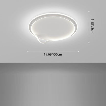 Modern Minimalist Square Round Bent Iron Aluminum LED Flush Mount Ceiling Light For Living Room