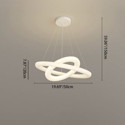 Modern Minimalist Ring Crossing Oval PE Hardware LED Chandelier For Living Room