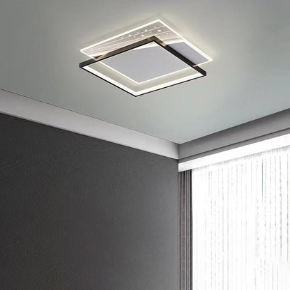 Modern Minimalist Rectangle Oval Round Square Acrylic Iron LED Flush Mount Ceiling Light For Living Room