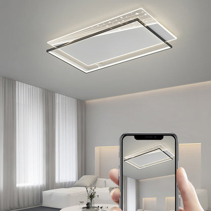 Modern Minimalist Rectangle Oval Round Square Acrylic Iron LED Flush Mount Ceiling Light For Living Room