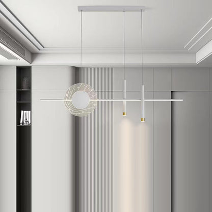 Modern Minimalist Long Cylinder Round Acrylic Iron LED Chandelier For Living Room
