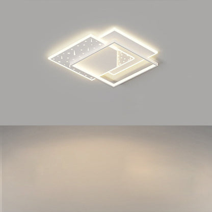 Modern Minimalist Oval Round Square Rectangle Stacking Acrylic Aluminum Iron LED Flush Mount Ceiling Light For Living Room