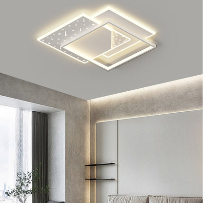 Modern Minimalist Oval Round Square Rectangle Stacking Acrylic Aluminum Iron LED Flush Mount Ceiling Light For Living Room