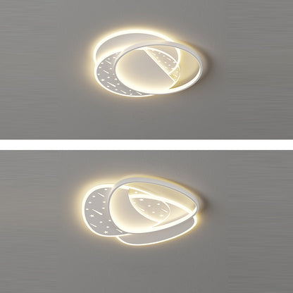 Modern Minimalist Oval Round Square Rectangle Stacking Acrylic Aluminum Iron LED Flush Mount Ceiling Light For Living Room