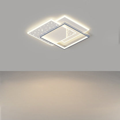 Modern Minimalist Oval Round Square Rectangle Stacking Acrylic Aluminum Iron LED Flush Mount Ceiling Light For Living Room