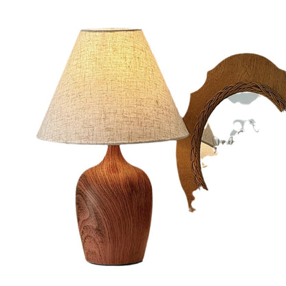 Traditional Vintage Scalloped Round Fabric PVC Iron 1-Light Table Lamp For Living Room