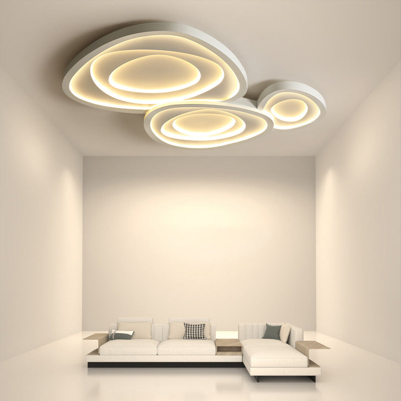 Modern Simplicity Triangle Rose Cream Acrylic Iron LED Flush Mount Ceiling Light For Living Room