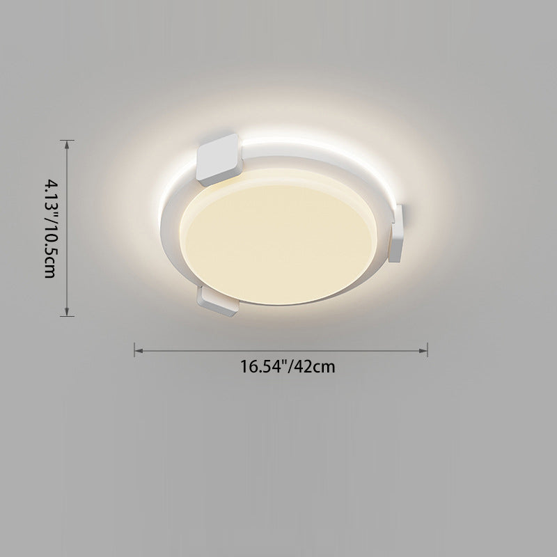Traditional Chinese Round Square Acrylic Iron LED Flush Mount Ceiling Light For Living Room