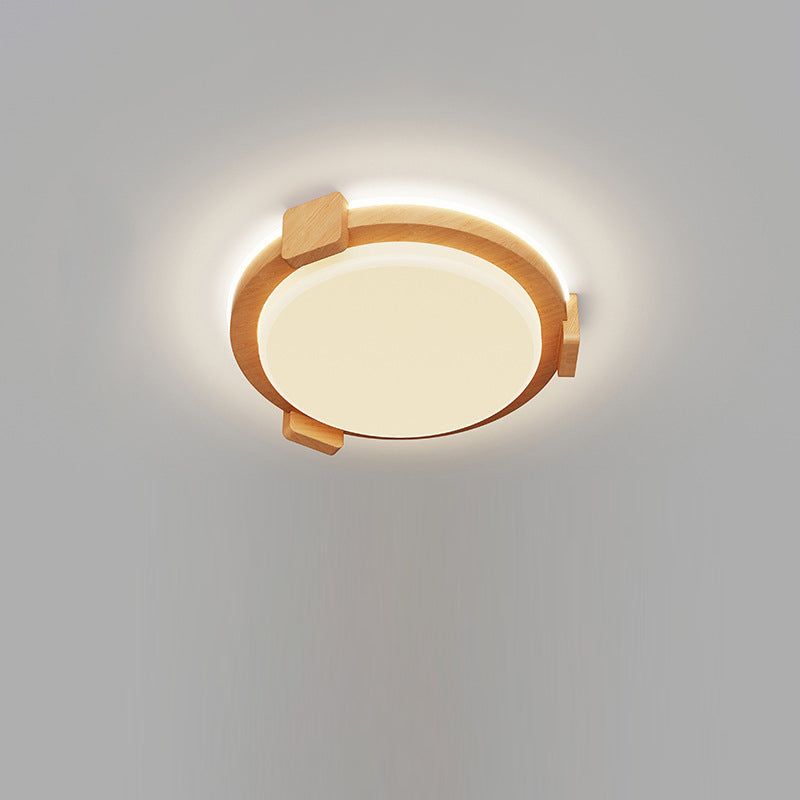 Traditional Chinese Round Square Acrylic Iron LED Flush Mount Ceiling Light For Living Room