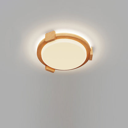 Traditional Chinese Round Square Acrylic Iron LED Flush Mount Ceiling Light For Living Room