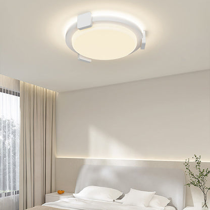 Traditional Chinese Round Square Acrylic Iron LED Flush Mount Ceiling Light For Living Room