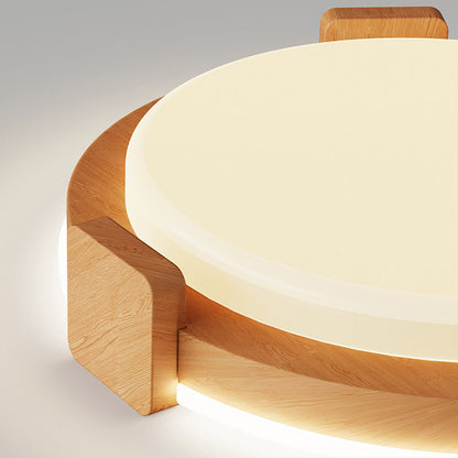 Traditional Chinese Round Square Acrylic Iron LED Flush Mount Ceiling Light For Living Room