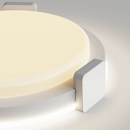 Traditional Chinese Round Square Acrylic Iron LED Flush Mount Ceiling Light For Living Room