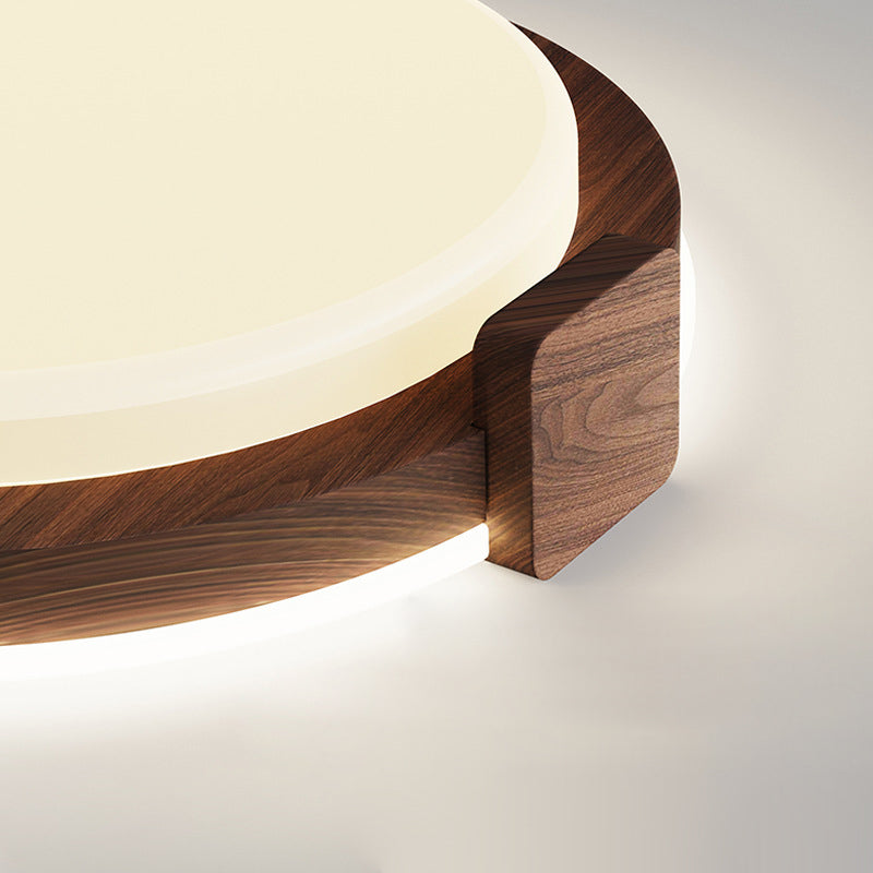 Traditional Chinese Round Square Acrylic Iron LED Flush Mount Ceiling Light For Living Room
