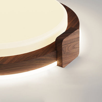 Traditional Chinese Round Square Acrylic Iron LED Flush Mount Ceiling Light For Living Room