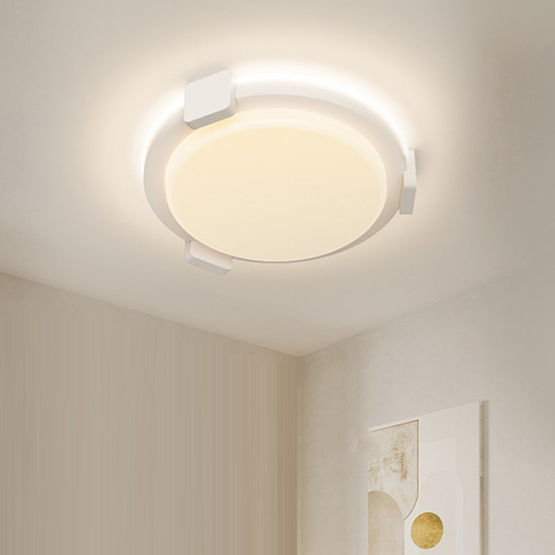 Traditional Chinese Round Square Acrylic Iron LED Flush Mount Ceiling Light For Living Room