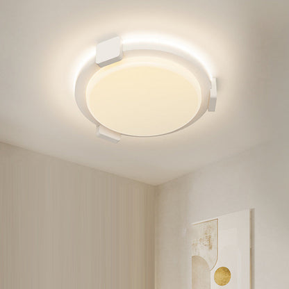 Traditional Chinese Round Square Acrylic Iron LED Flush Mount Ceiling Light For Living Room