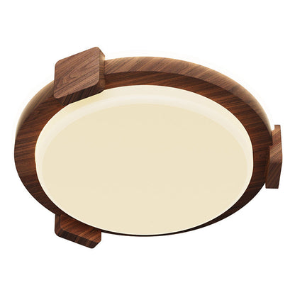 Traditional Chinese Round Square Acrylic Iron LED Flush Mount Ceiling Light For Living Room