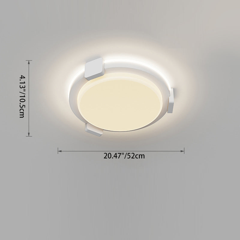 Traditional Chinese Round Square Acrylic Iron LED Flush Mount Ceiling Light For Living Room