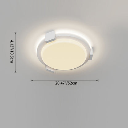 Traditional Chinese Round Square Acrylic Iron LED Flush Mount Ceiling Light For Living Room