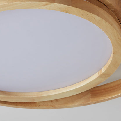 Contemporary Creative Ring Round Acrylic Rubberwood LED Flush Mount Ceiling Light For Living Room