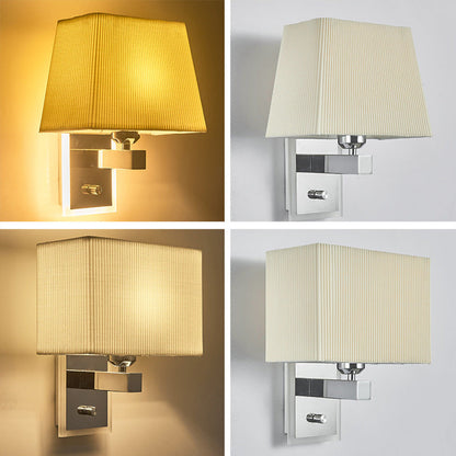 Modern Minimalist Scalloped Square Fabric Iron 1-Light Wall Sconce Lamp For Living Room
