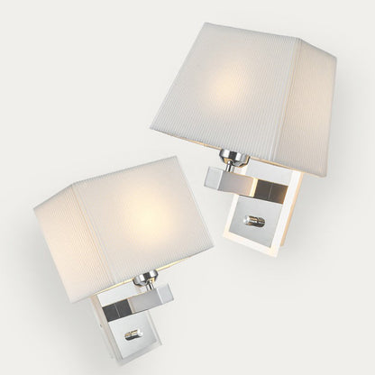 Modern Minimalist Scalloped Square Fabric Iron 1-Light Wall Sconce Lamp For Living Room