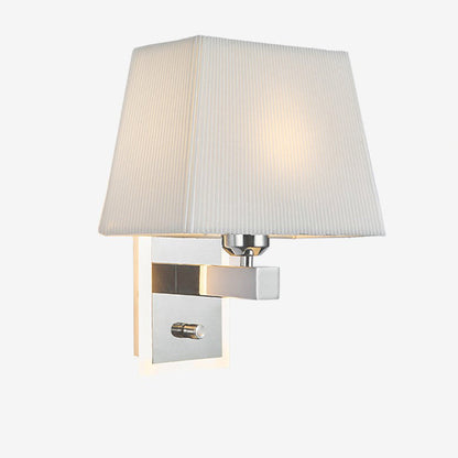 Modern Minimalist Scalloped Square Fabric Iron 1-Light Wall Sconce Lamp For Living Room