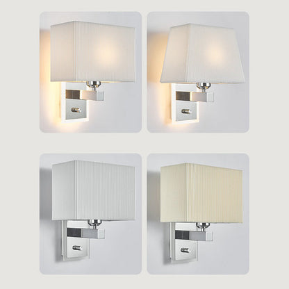 Modern Minimalist Scalloped Square Fabric Iron 1-Light Wall Sconce Lamp For Living Room