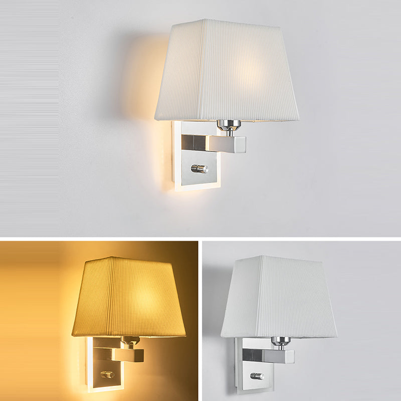 Modern Minimalist Scalloped Square Fabric Iron 1-Light Wall Sconce Lamp For Living Room