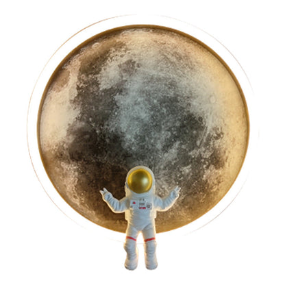 Modern Art Deco Astronaut Starry Night Round PC Aluminum Wall Sconce Lamp For Living Room