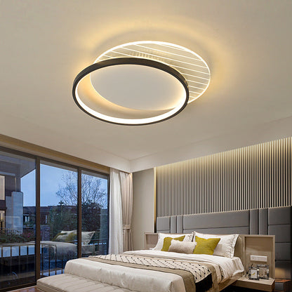 Modern Minimalist Round Square Stacking Acrylic Iron LED Flush Mount Ceiling Light For Living Room