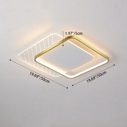 Modern Minimalist Round Square Stacking Acrylic Iron LED Flush Mount Ceiling Light For Living Room