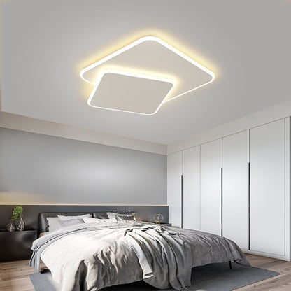 Modern Minimalist Triangle Square Stacked Acrylic Iron LED Flush Mount Ceiling Light For Living Room