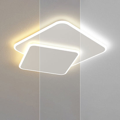 Modern Minimalist Triangle Square Stacked Acrylic Iron LED Flush Mount Ceiling Light For Living Room