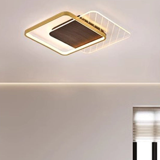 Contemporary Scandinavian Round Ring Square Acrylic Iron LED Flush Mount Ceiling Light For Living Room